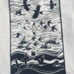 Tea towel with bird print